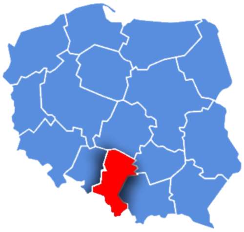 Шленское воеводство на карте Польши.